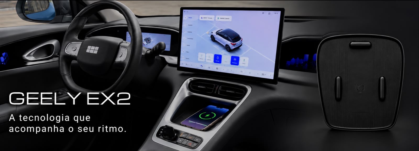 Lançamento Geely EX2 — carregador NAF TECH integrado ao veículo